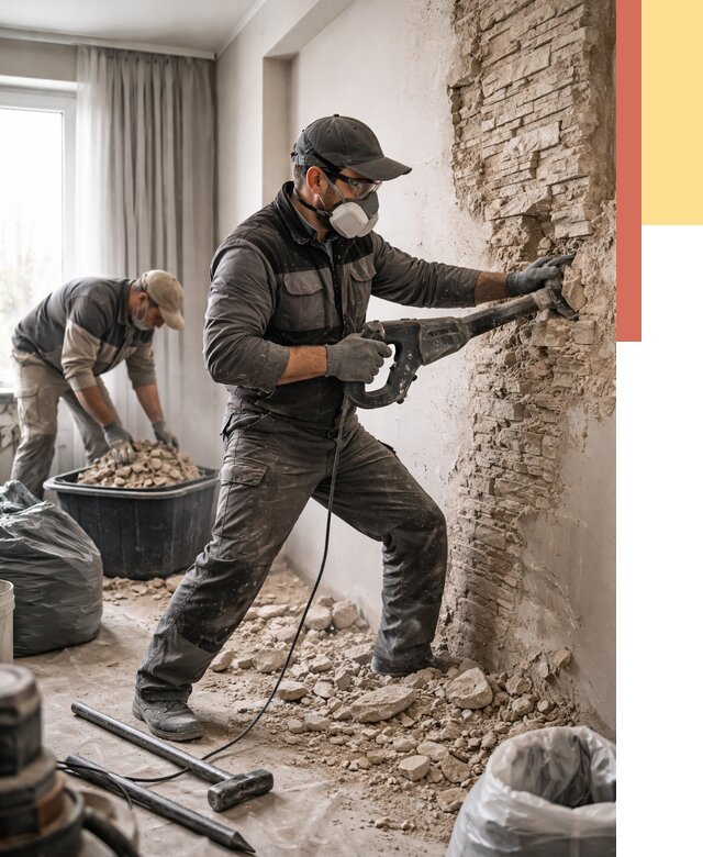 Демонтаж декоративного камня в Иваново от 1498 руб/м² — быстро и недорого | ОТДЕЛОЧНИК-Внв