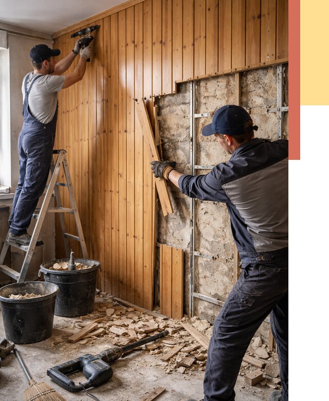 Демонтаж вагонки со стен в Иваново от 1498 руб. — снятие, удаление, срочно | ОТДЕЛОЧНИК-Внв