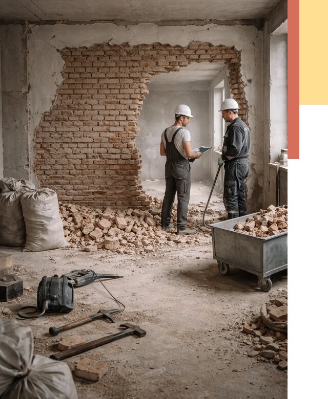 Демонтаж кирпичных стен в Иваново от 4339 руб. — быстро, недорого, под ключ | ОТДЕЛОЧНИК-Внв