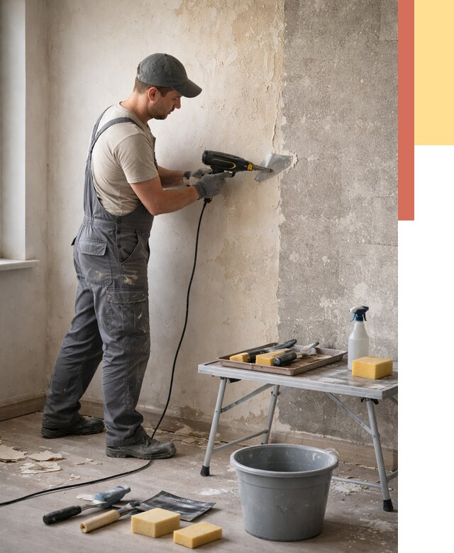 Очистка стен от клея в Иваново от 1911 руб. — снятие и удаление клея со стен | ОТДЕЛОЧНИК-Внв