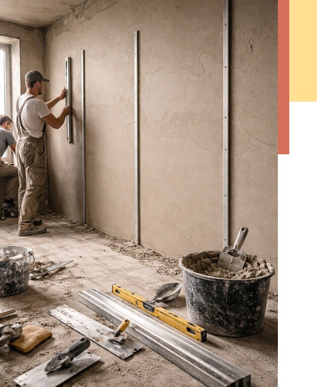 Штукатурка стен по маякам в Иваново от 5683 руб./м² — выравнивание под ключ | ОТДЕЛОЧНИК-Внв