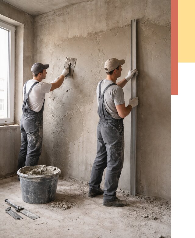 Штукатурка бетонных стен в Иваново от 4649 руб/м² — качественно и быстро | ОТДЕЛОЧНИК-Внв