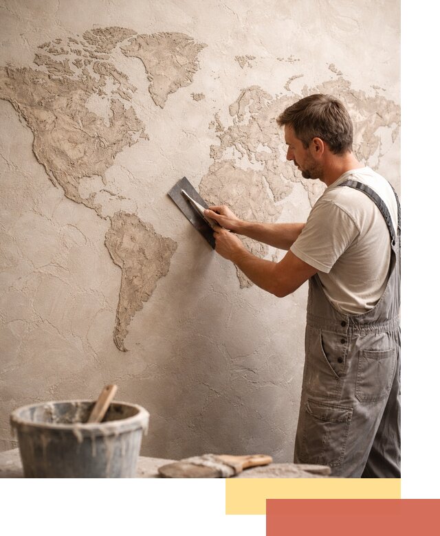 Декоративная штукатурка «Карта мира» под ключ в Иваново