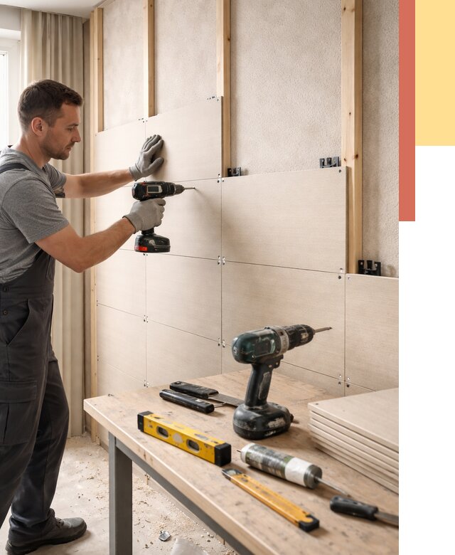 Монтаж МДФ панелей на стены в Иваново от 1292 руб. под ключ | ОТДЕЛОЧНИК-Внв