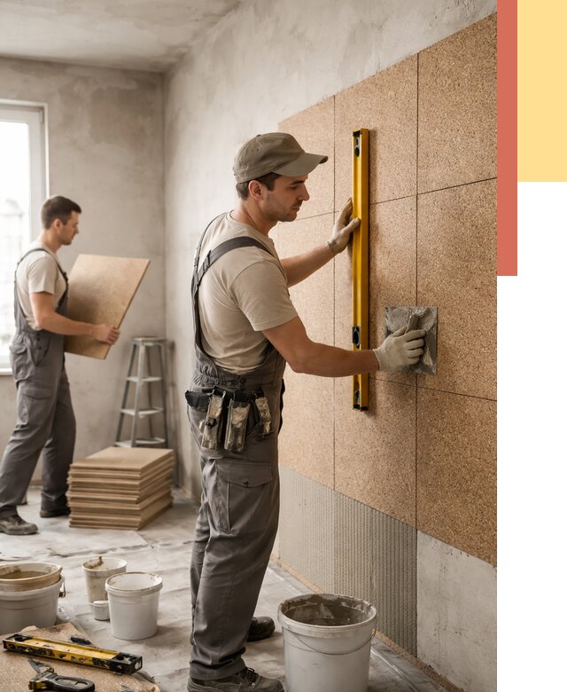 Монтаж пробковых панелей на стены в Иваново от 3616 руб. — ОТДЕЛОЧНИК-Внв