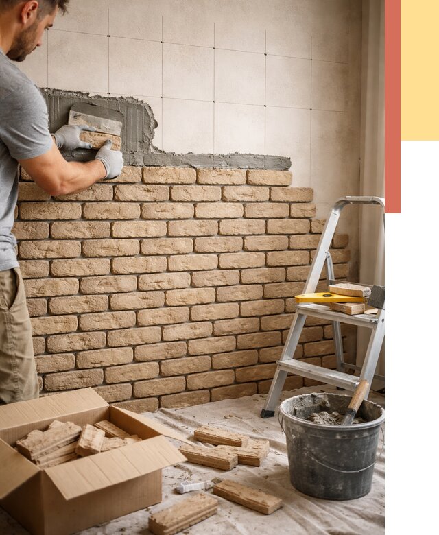 Монтаж декоративного кирпича в Иваново от 3306 руб./м² — быстро и недорого | ОТДЕЛОЧНИК-Внв