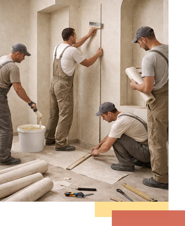 Поклейка обоев на сложные стены и неровные поверхности в Иваново