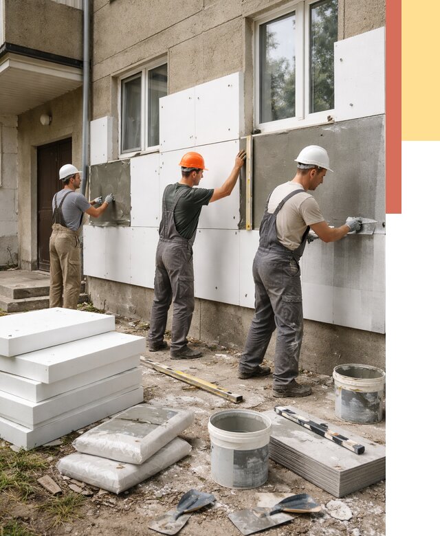 Утепление стен пенопластом в Иваново от 1808 руб. — недорого и под ключ | ОТДЕЛОЧНИК-Внв