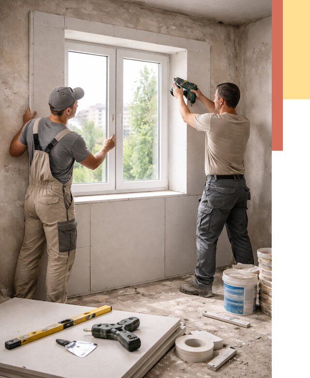 Монтаж откосов из гипсокартона в Иваново от 4649 руб. под ключ | ОТДЕЛОЧНИК-Внв