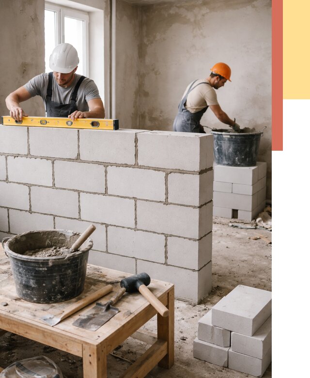 Кладка перегородок из газобетона в Иваново от 3306 руб. под ключ | ОТДЕЛОЧНИК-Внв