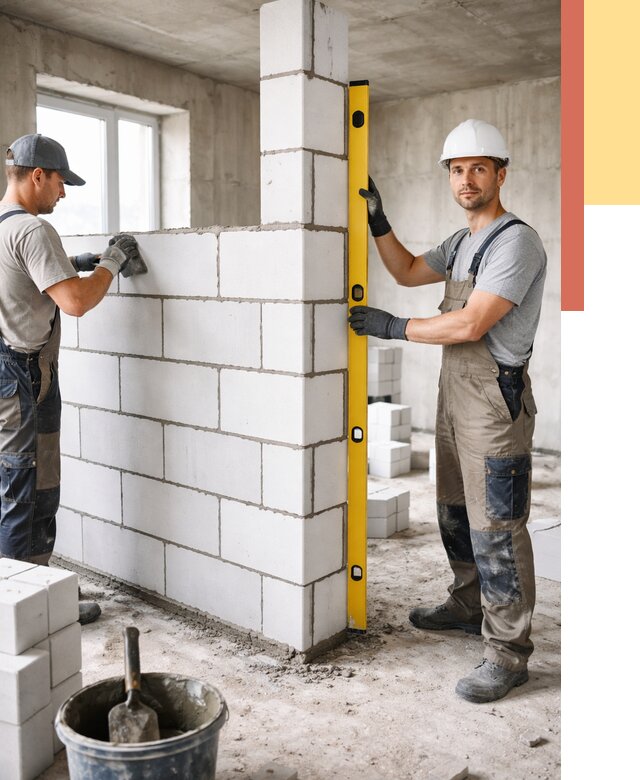 Кладка перегородок из пеноблока в Иваново от 1860 руб. под ключ | ОТДЕЛОЧНИК-Внв