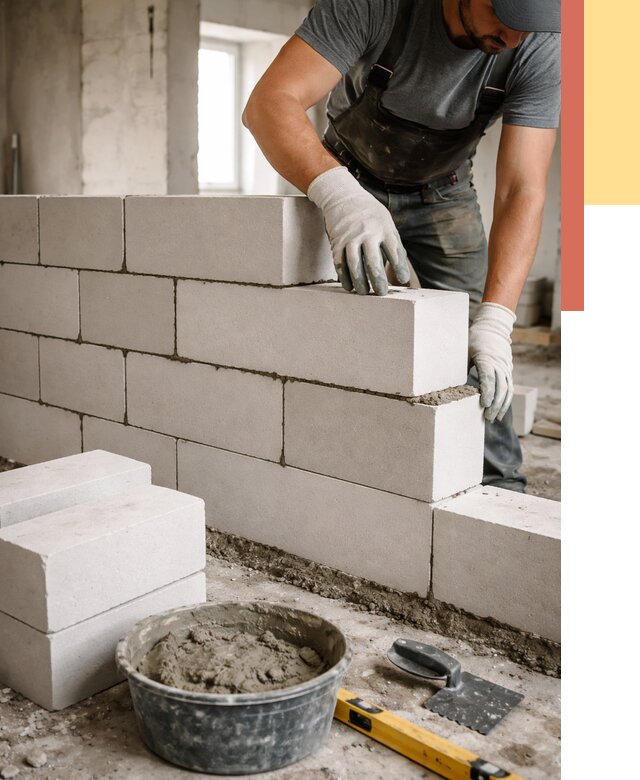 Кладка перегородок из силикатного блока в Иваново от 4133 руб. под ключ | ОТДЕЛОЧНИК-Внв