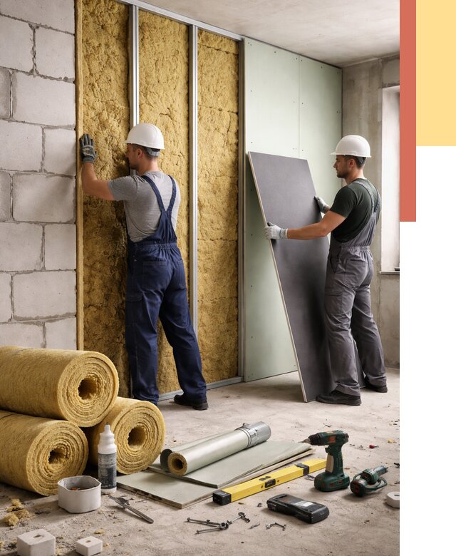 Шумоизоляция перегородок из блоков в Иваново от 1911 руб./м² — быстро и недорого | ОТДЕЛОЧНИК-Внв