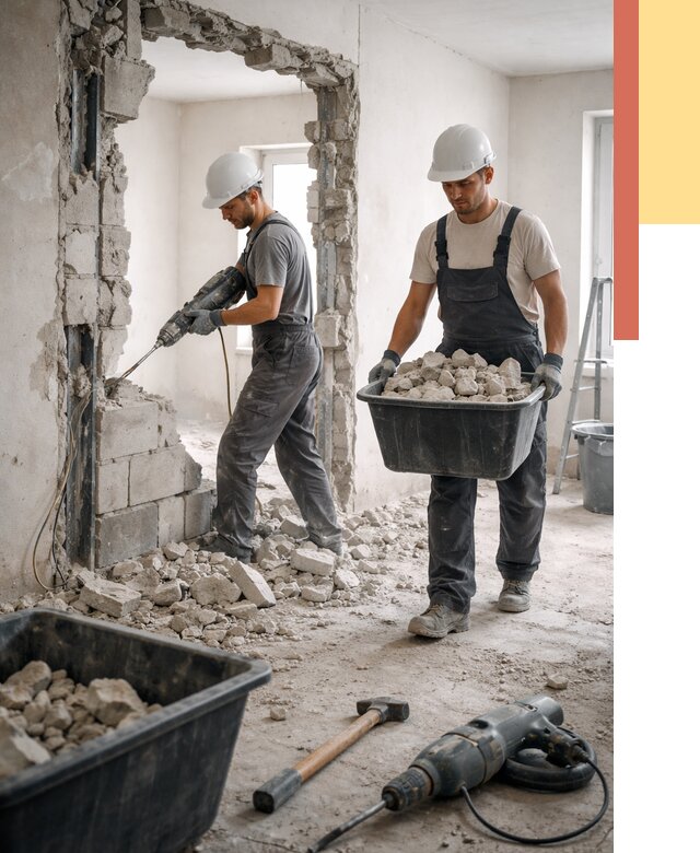 Демонтаж блоковых перегородок в Иваново от 3875 руб. — быстро и недорого | ОТДЕЛОЧНИК-Внв