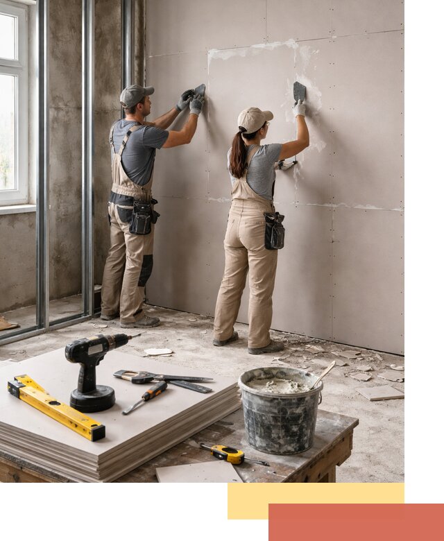 Монтаж двухслойной перегородки из гипсокартона в Иваново