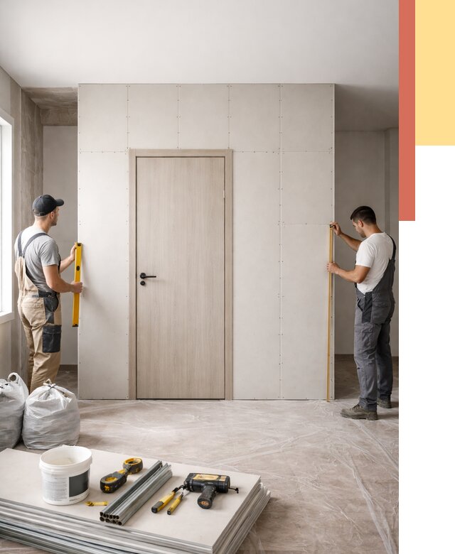 Перегородка из гипсокартона с дверью в Иваново от 4649 руб. под ключ | ОТДЕЛОЧНИК-Внв