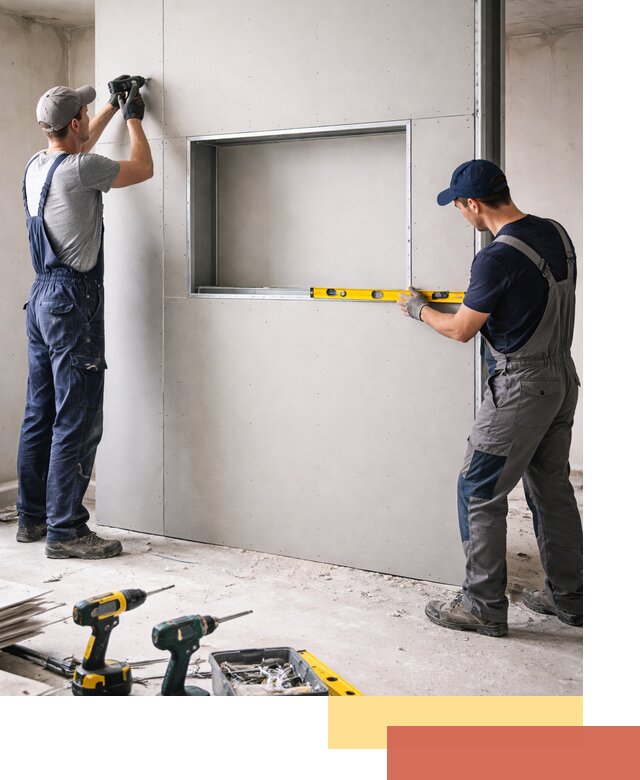 Перегородка из гипсокартона с нишей под декор в Иваново