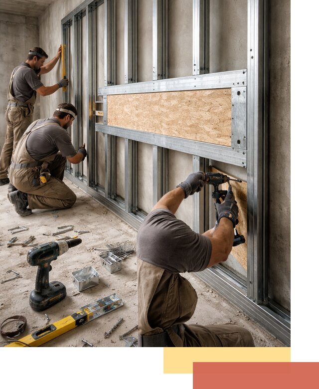 Усиленная перегородка для крепления тяжёлых конструкций в Иваново