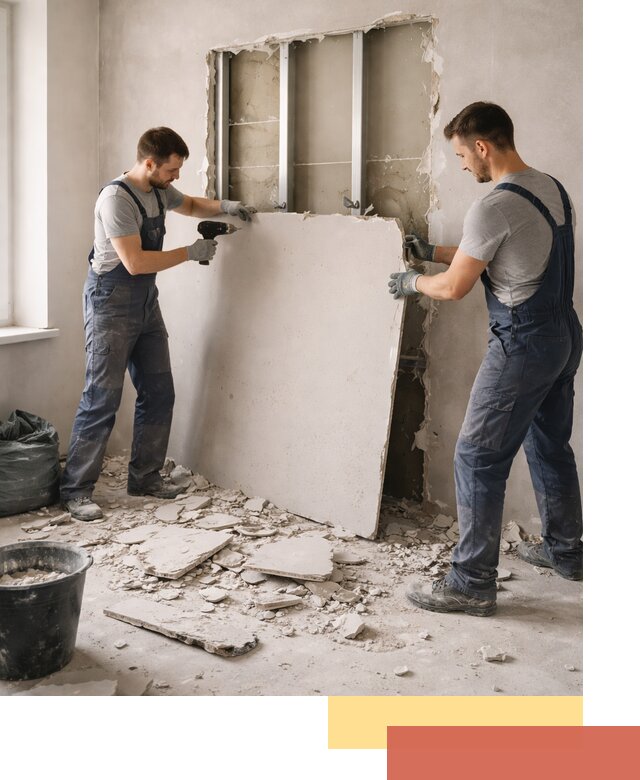 Демонтаж перегородки из гипсокартона в Иваново быстрый и аккуратный