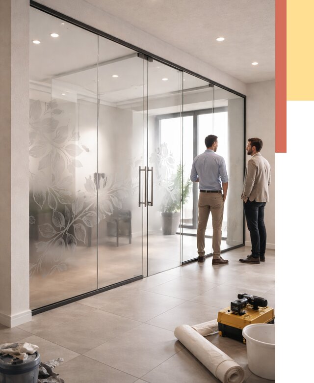 Стеклянные перегородки с рисунком в Иваново от 12915 руб. монтаж и нанесение | ОТДЕЛОЧНИК-Внв