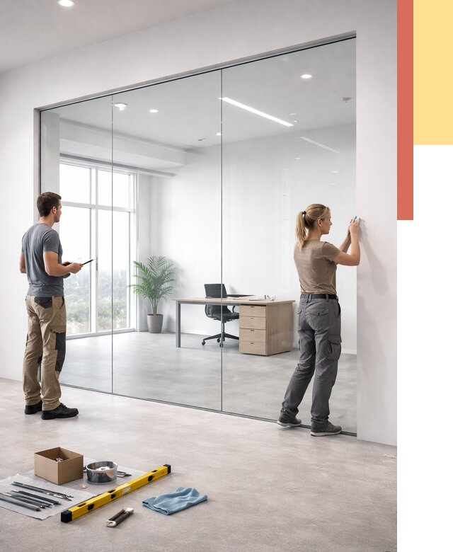 Перегородки из закаленного стекла в Иваново от 9815 руб. под ключ | ОТДЕЛОЧНИК-Внв