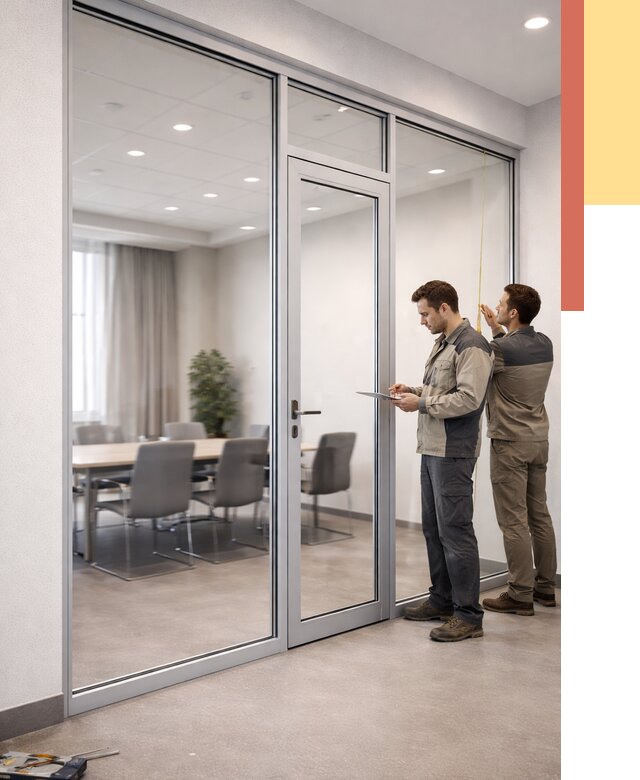 Установка и монтаж алюминиевых перегородок со стеклом в Иваново от 8472 руб. | ОТДЕЛОЧНИК-Внв