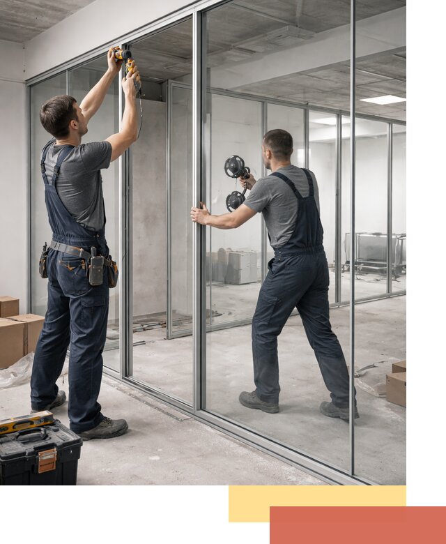 Алюминиевые перегородки со стеклом в Иваново — изготовление и монтаж