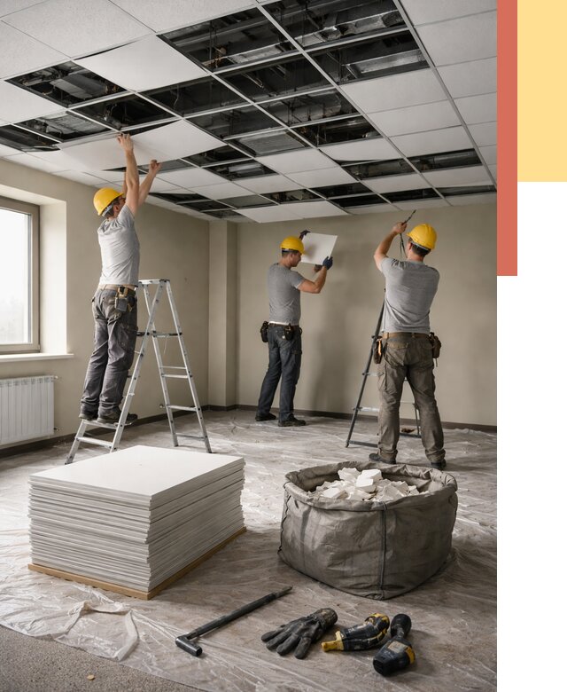 Демонтаж потолка Армстронг в Иваново от 4649 руб. быстро и недорого | ОТДЕЛОЧНИК-Внв