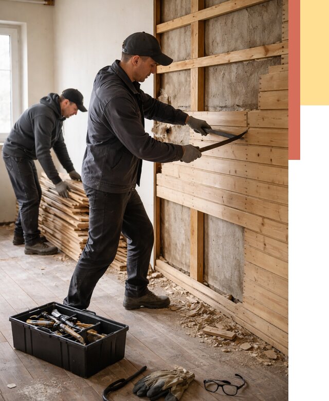 Демонтаж вагонки в Иваново от 3926 руб/м2 — быстро и недорого | ОТДЕЛОЧНИК-Внв