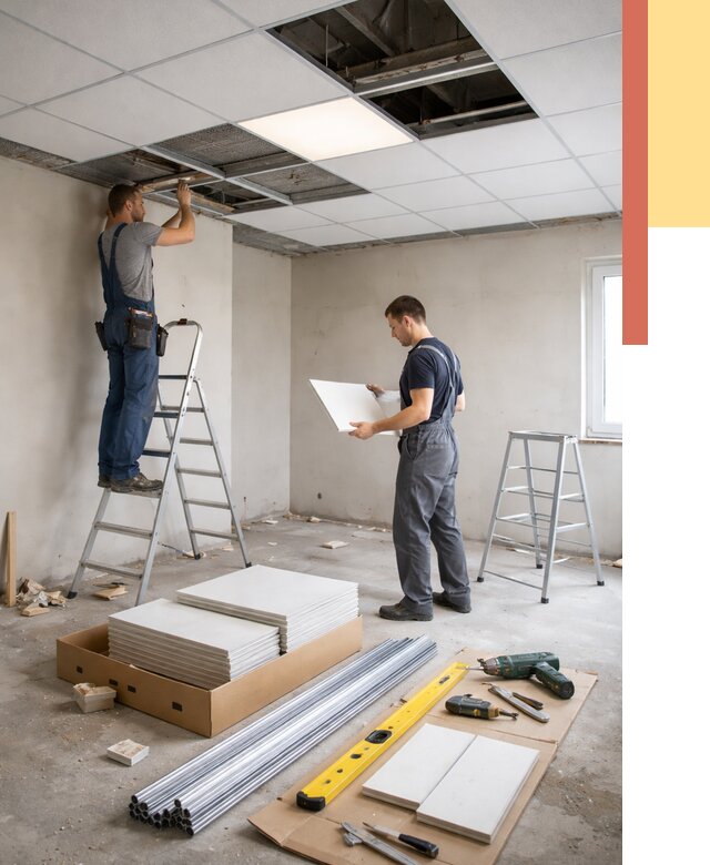 Монтаж потолка армстронг в Иваново от 4649 руб/м2 — быстрая установка под ключ | ОТДЕЛОЧНИК-Внв