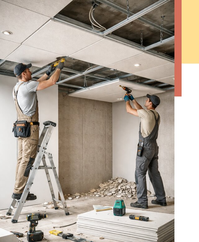 Монтаж акустического потолка в Иваново от 6716 руб/м2 — быстро и недорого | ОТДЕЛОЧНИК-Внв