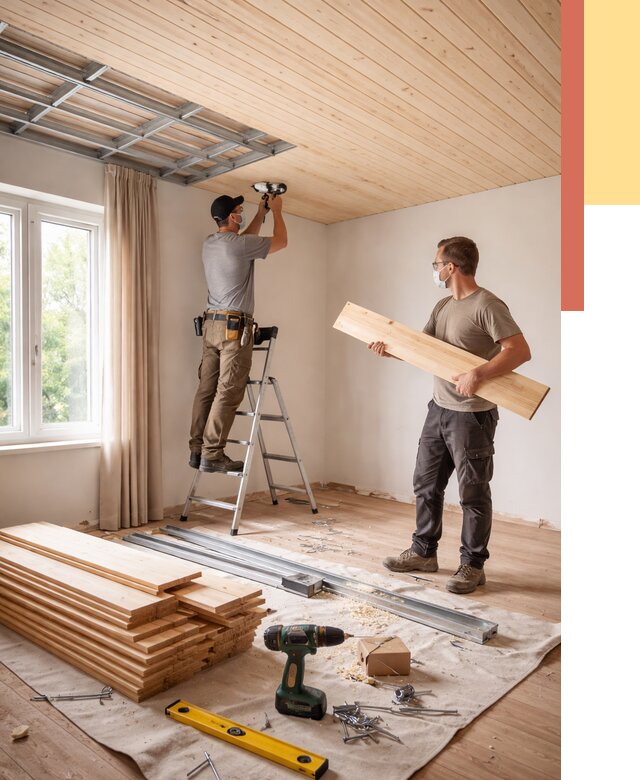 Монтаж потолка из вагонки в Иваново от 6716 руб. | Быстро и недорого — ОТДЕЛОЧНИК-Внв