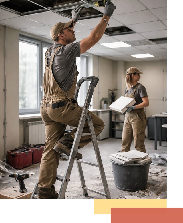 Ремонт потолка Армстронг и замена плит в Иваново