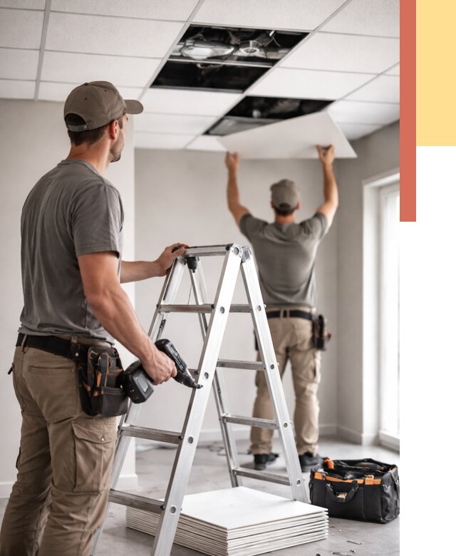 Обслуживание подвесного потолка в Иваново от 3616 руб. — быстро и недорого | ОТДЕЛОЧНИК-Внв