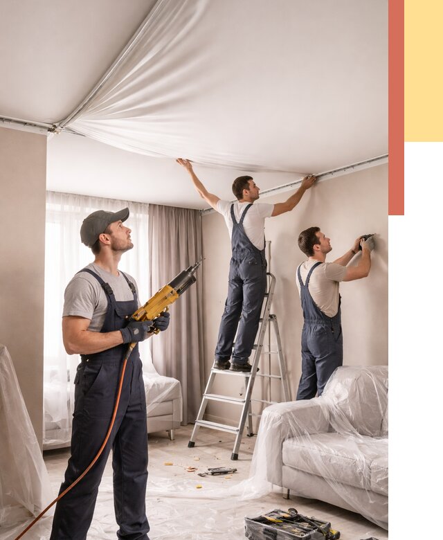 Установка натяжного потолка в Иваново от 4649 руб. | Быстро и недорого — ОТДЕЛОЧНИК-Внв