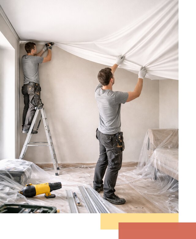 Монтаж тканевого натяжного потолка в Иваново недорого и быстро