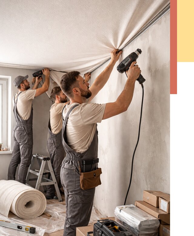 Монтаж фактурного натяжного потолка в Иваново от 775 руб. — ОТДЕЛОЧНИК-Внв