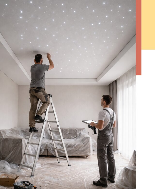 Монтаж натяжного потолка «звездное небо» в Иваново от 6716 руб. | ОТДЕЛОЧНИК-Внв