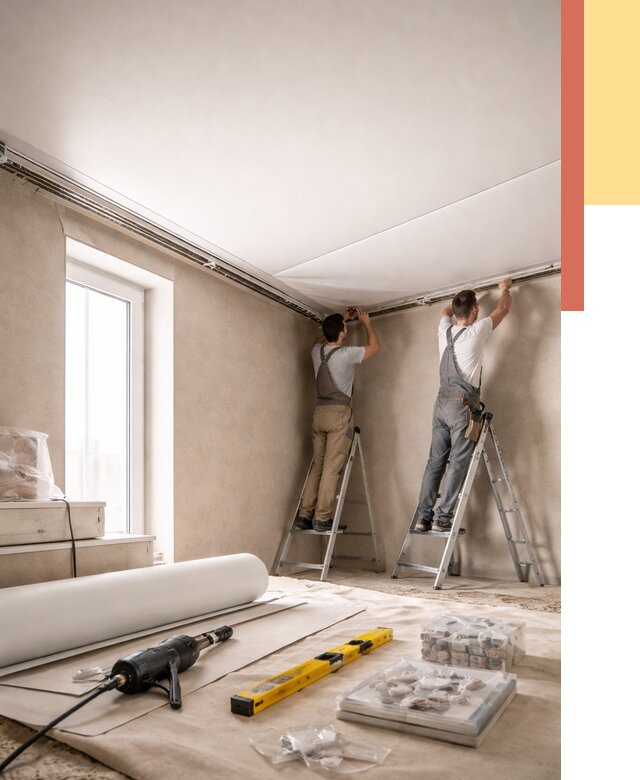 Монтаж натяжного потолка в спальне в Иваново от 3926 руб. под ключ | ОТДЕЛОЧНИК-Внв