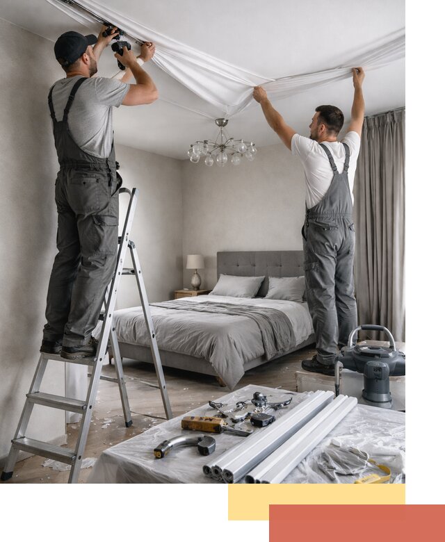 Монтаж натяжного потолка в спальне в Иваново