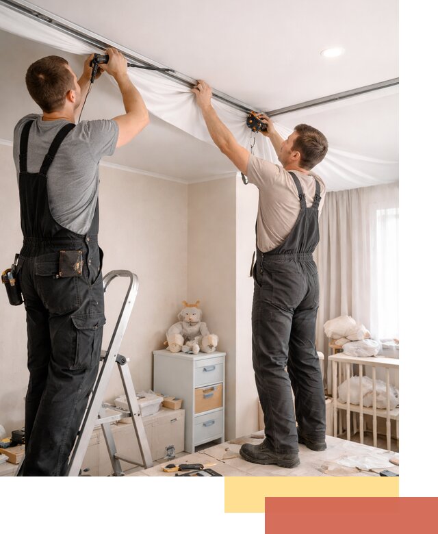 Монтаж натяжного потолка в детской комнате в Иваново