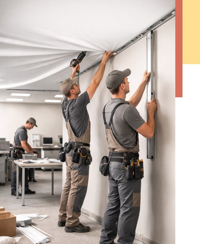 Монтаж натяжного потолка в офисе в Иваново от 465 руб/м² — быстро и недорого | ОТДЕЛОЧНИК-Внв