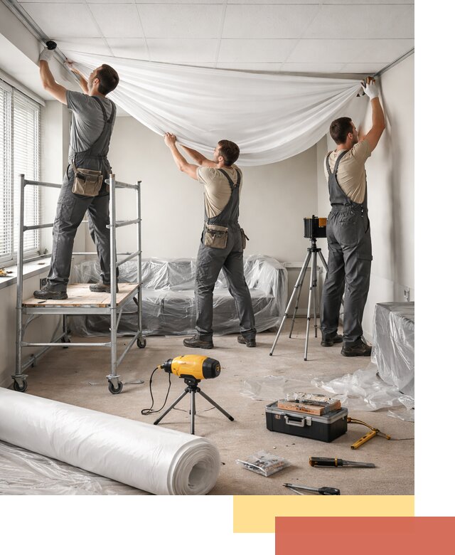 Монтаж натяжного потолка в офисе в Иваново