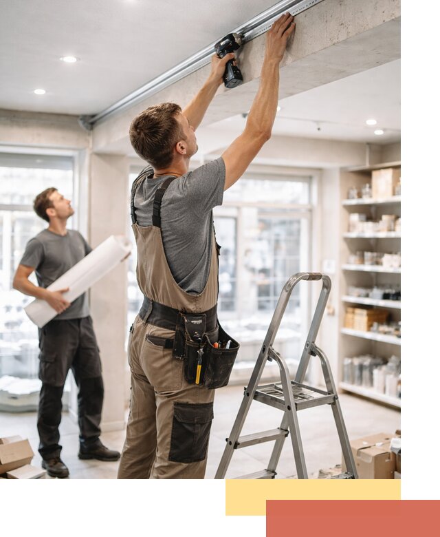 Монтаж натяжных потолков в магазине в Иваново