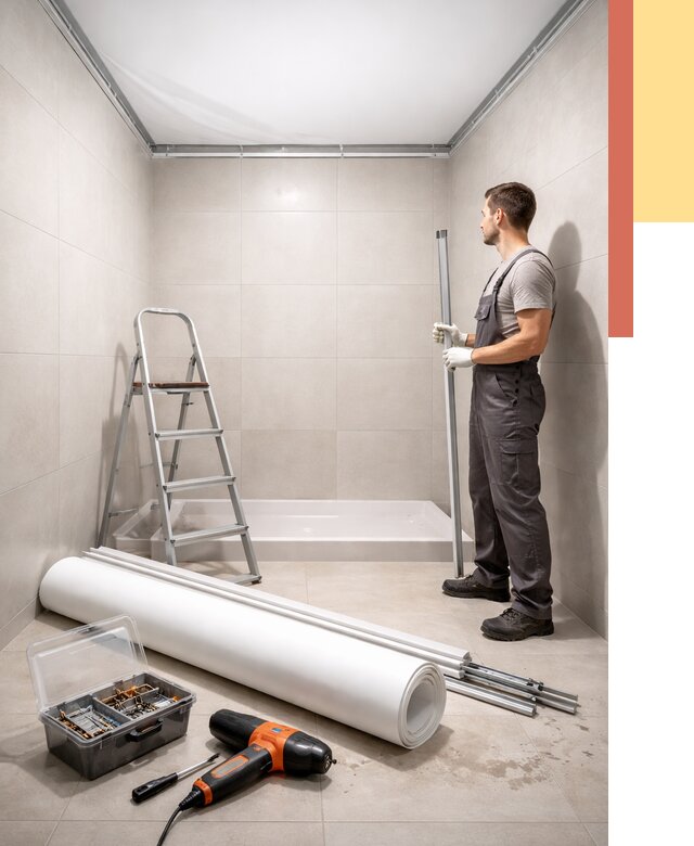 Монтаж натяжного потолка в санузле в Иваново от 1911 руб. — ОТДЕЛОЧНИК-Внв