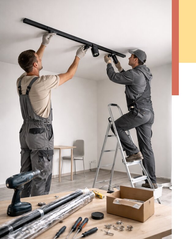 Установка трековых светильников в натяжной потолок в Иваново от 4339 руб. | ОТДЕЛОЧНИК-Внв