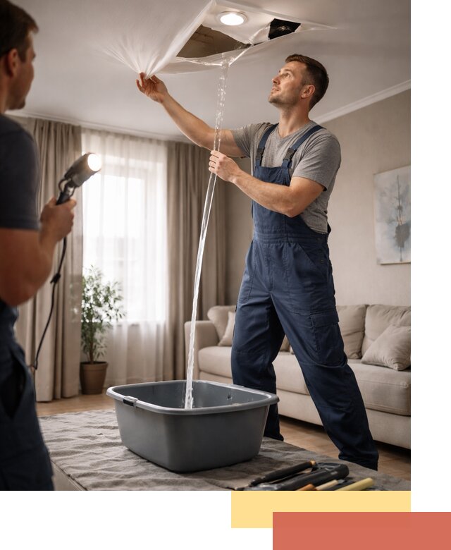 Слив воды с натяжного потолка в Иваново быстро и аккуратно