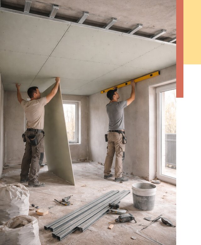 Одноуровневый потолок из гипсокартона в Иваново от 775 руб. — монтаж под ключ | ОТДЕЛОЧНИК-Внв