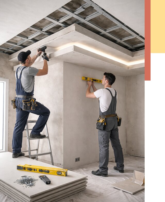 Двухуровневый потолок из гипсокартона в Иваново от 1498 руб. под ключ | ОТДЕЛОЧНИК-Внв