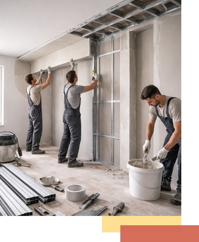 Монтаж потолка из гипсокартона с нишей в Иваново